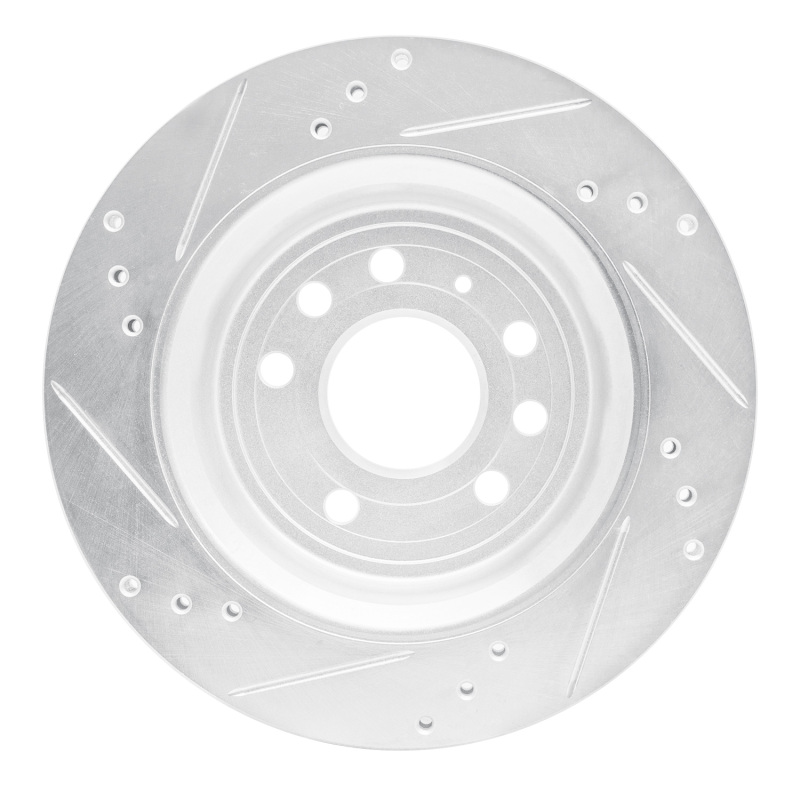 Cadillac BLS Brake Rotor (1) - Rear Right - R1 Concepts - Drilled & Slotted - Silver - `03-`11